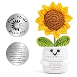 Bafiwu Pocket Hug Deutsch Sonnenblume, Positive Sonnenblume mit Umarmung als Glücksbringer, Mutmacher Kleine Geschenk für Frauen, Schwester Mutter und Freundin, Geburtstag Geschenk Frau