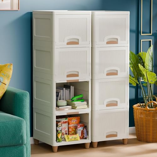 Image of Plastic Wardrobe for Clothes : Versatile Plastic Cupboard for Storage Organizer & Organisers Storage for for Neat and Storage Solutions for Clothes Collapsible Wardrobe (4 Layer+4 Layer)
