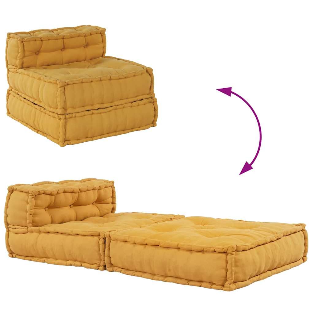 SYDE Sofá Modular Amarillo 70x70x54 | Relleno de espuma, funda de algodón, diseño versátil, ideal para sala, cine en casa o porche