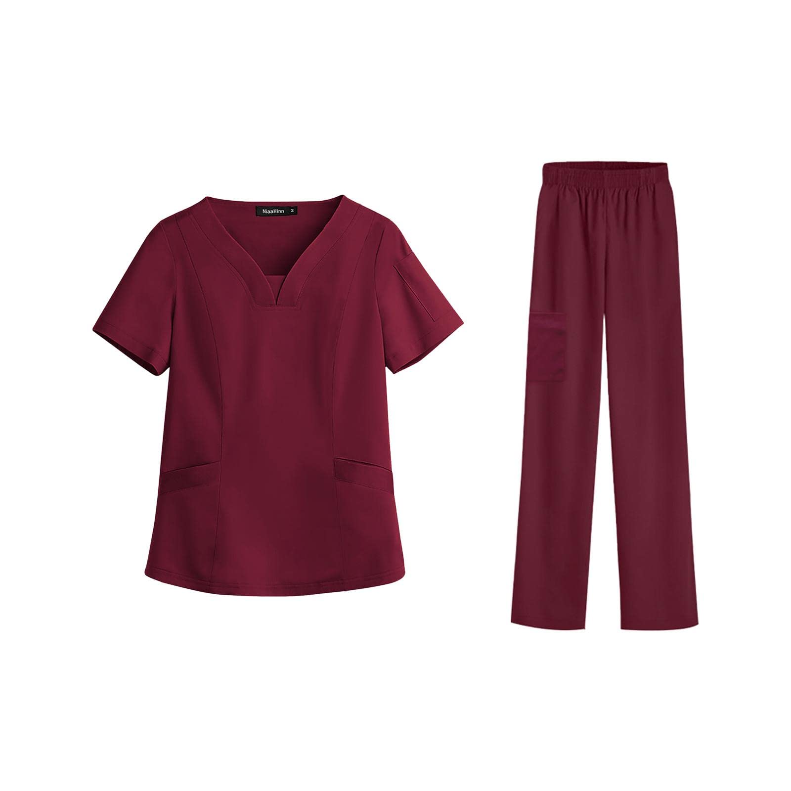 Uniforme Da Infermiera Donna Completo Lavorativo con Pantalone E Casacca Tessuto Poliestere Leggero Traspirante E Soffice Sulla Pelle Struttura con Ta