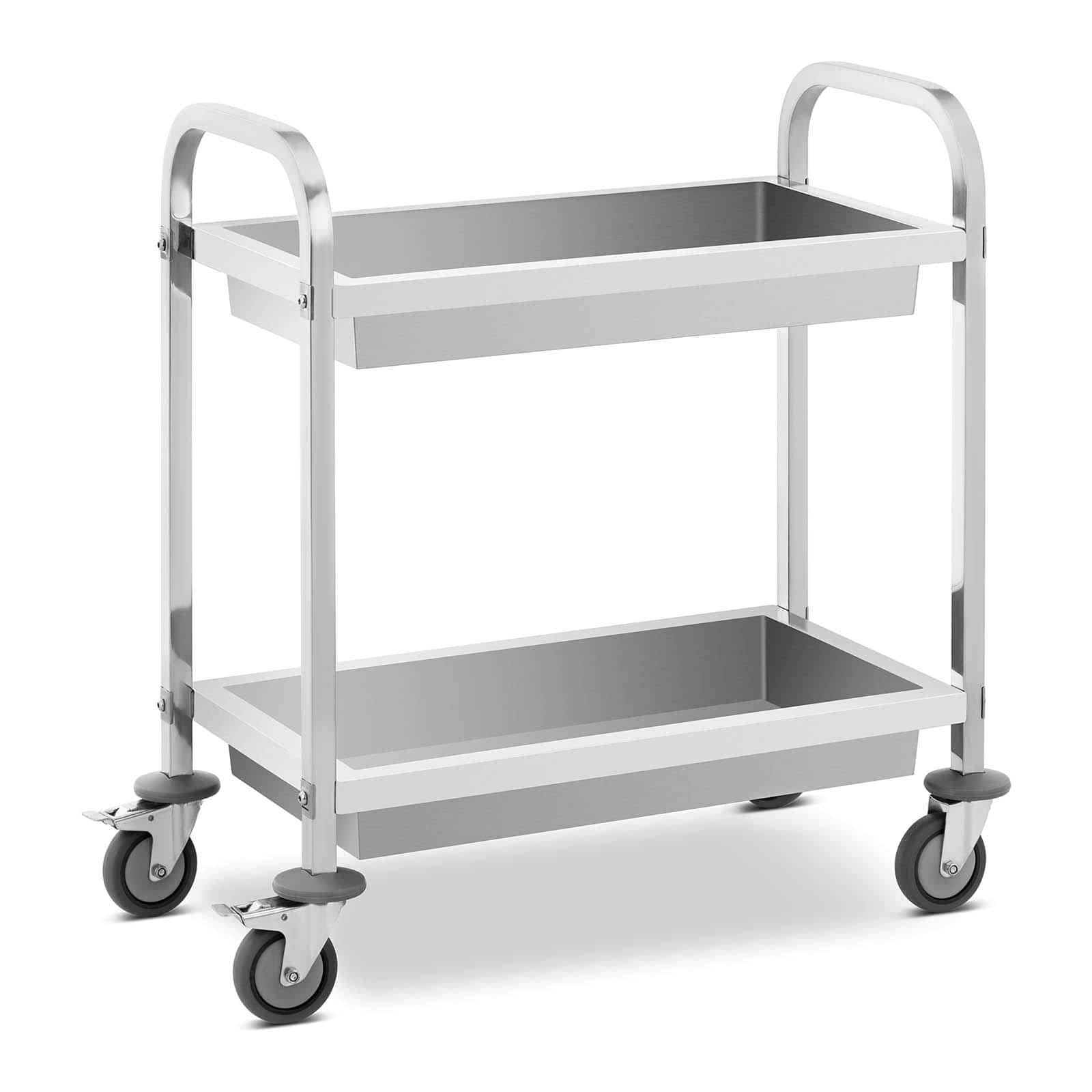 Royal Catering RCSW-102 Servierwagen 2 Borde 62,6 x 33,5 x 10 cm 72 kg Küchenwagen Edelstahl Küchenrollwagen Rollwagen Küche