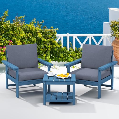 Image of SERWALL HDPE Patio Conversation Set with Side Table