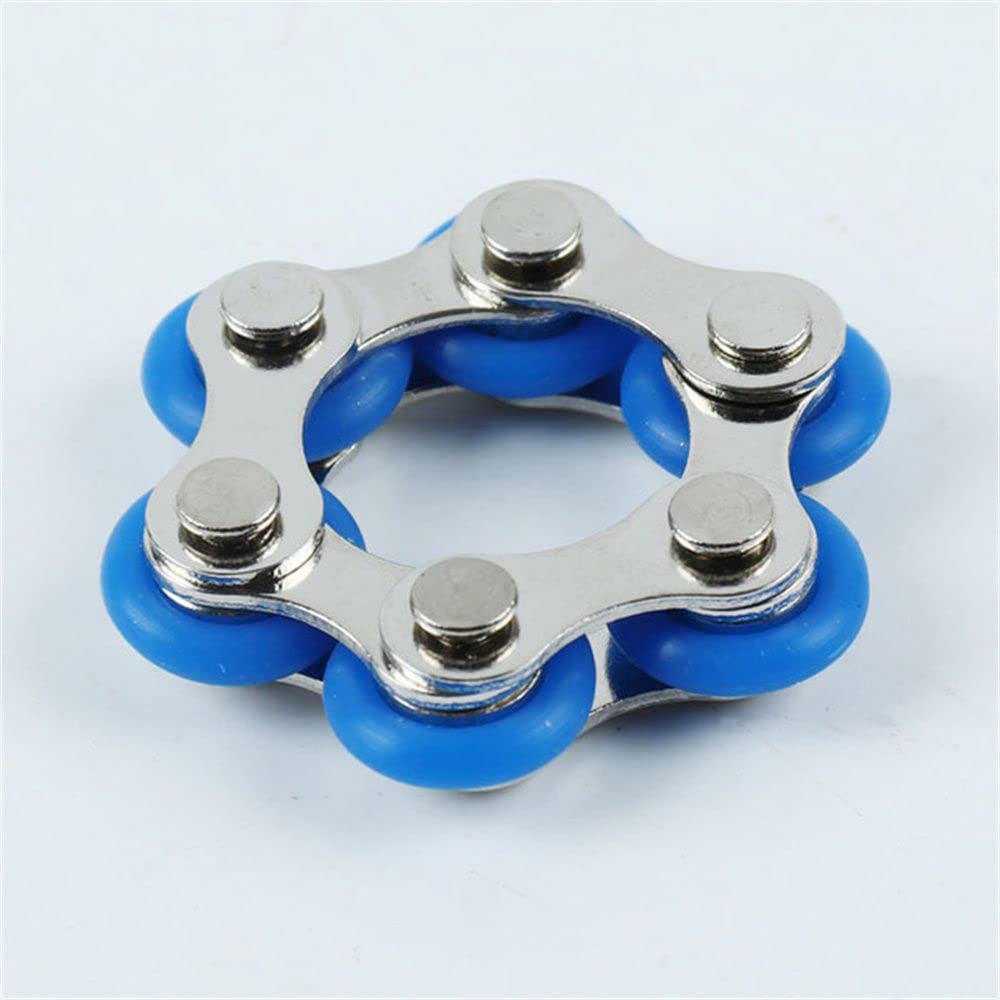 Metal Anxiety Ring Bike Chain Finger Fidget Toy, Anti Stress Anxiety Antistress Fidget Prop(dark blue)