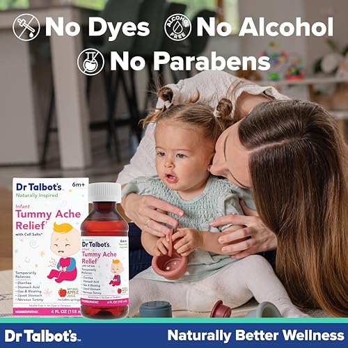Image of Dr. Talbot's Infant Tummy Ache Relief with Cell Salts - 4 fl oz - Naturally Inspired Kids Stomach Relief - Natural Apple Flavor - Includes Syringe