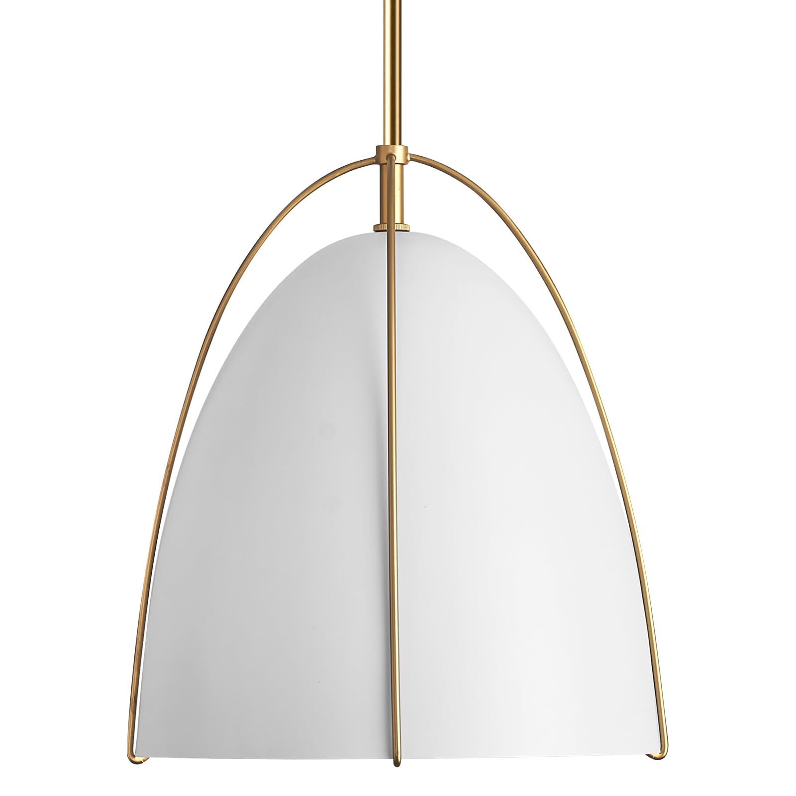 FookChak White Gold Pendant Light 3-Light Socket Large Pendant Light Fixture with Adjustable Pendant Rod 12in Dome Kitchen Pendant Lighting for