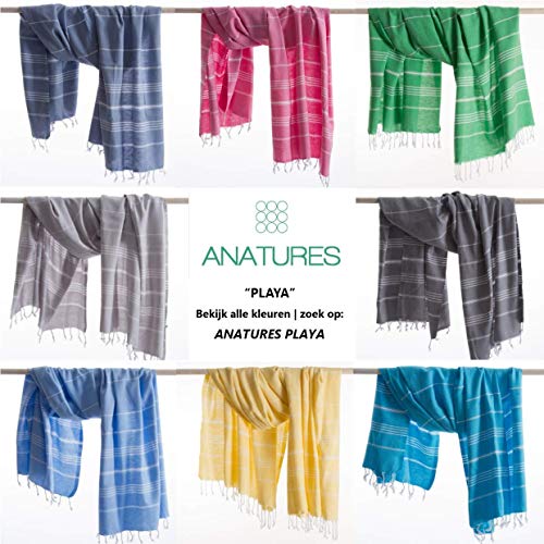 ANATURES Hamamtuch - Strandtuch 95x185cm Playa | Pre-Washed - Oeko-TEX® - Fairtrade - Gekämmte Bio Baumwolle | Saunatuch Badetuch Duschtuch Pestemal Fouta Pareo XL (Dunkelgrau) - 4