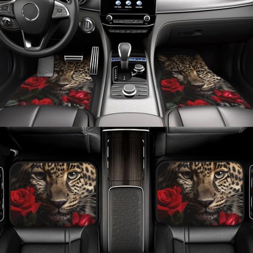 Tapis de sol de voiture universel imperméable léopard rose pour camionnette et SUV