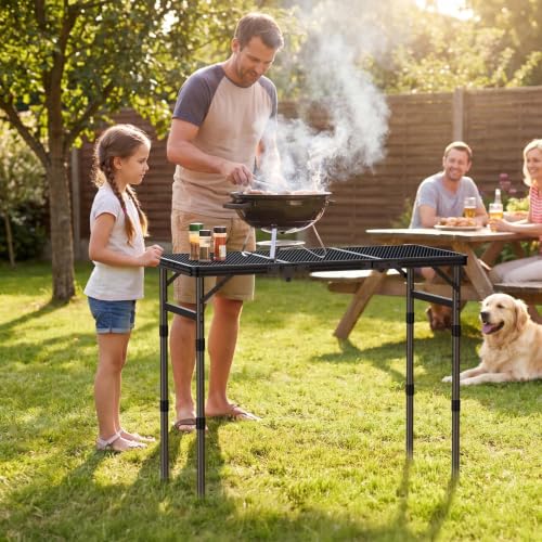 Mesa Plegable para Parrilla TAYOMC, Mesa Resistente al Calor con 3 Alturas Ajustables 27.5" miniatura 2