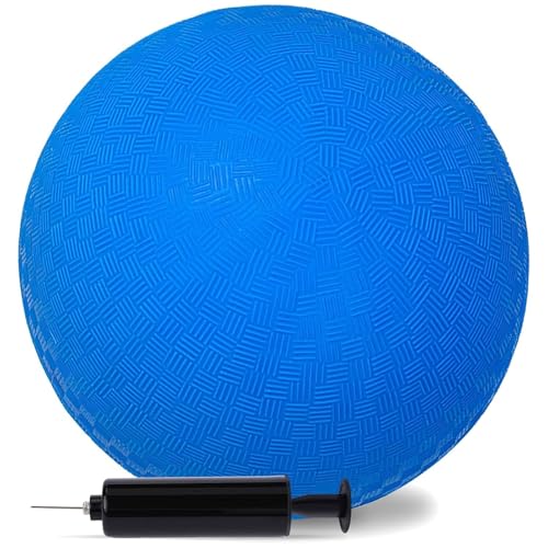 LovesTown Inflatable Playground Ball 8.5 Inch Dodgeballs Blue Kickballs with Air Pump for 4 Square Ball Games Indoor & Outdoor Sports Toys Stocking Stuffers for Kids