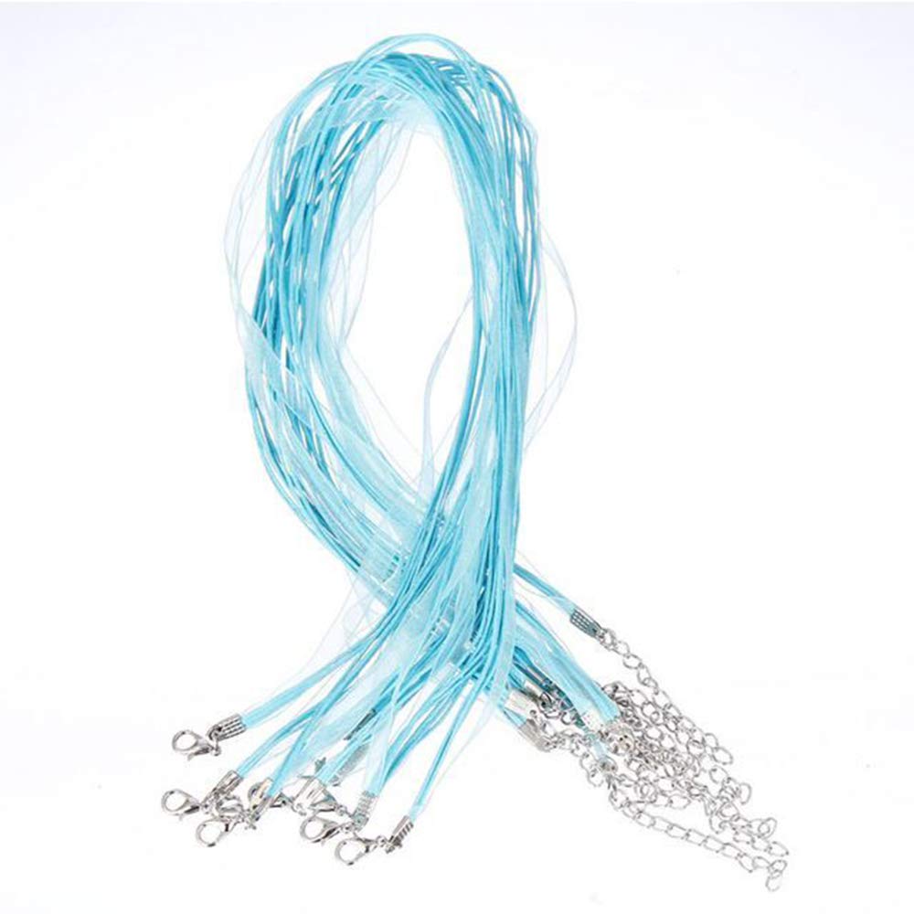 RayLineDo 10 Pieces Colorful Ribbon Waxen Organza Cord Adjustable Necklace with Lobster Clasp for DIY Jewelry Making