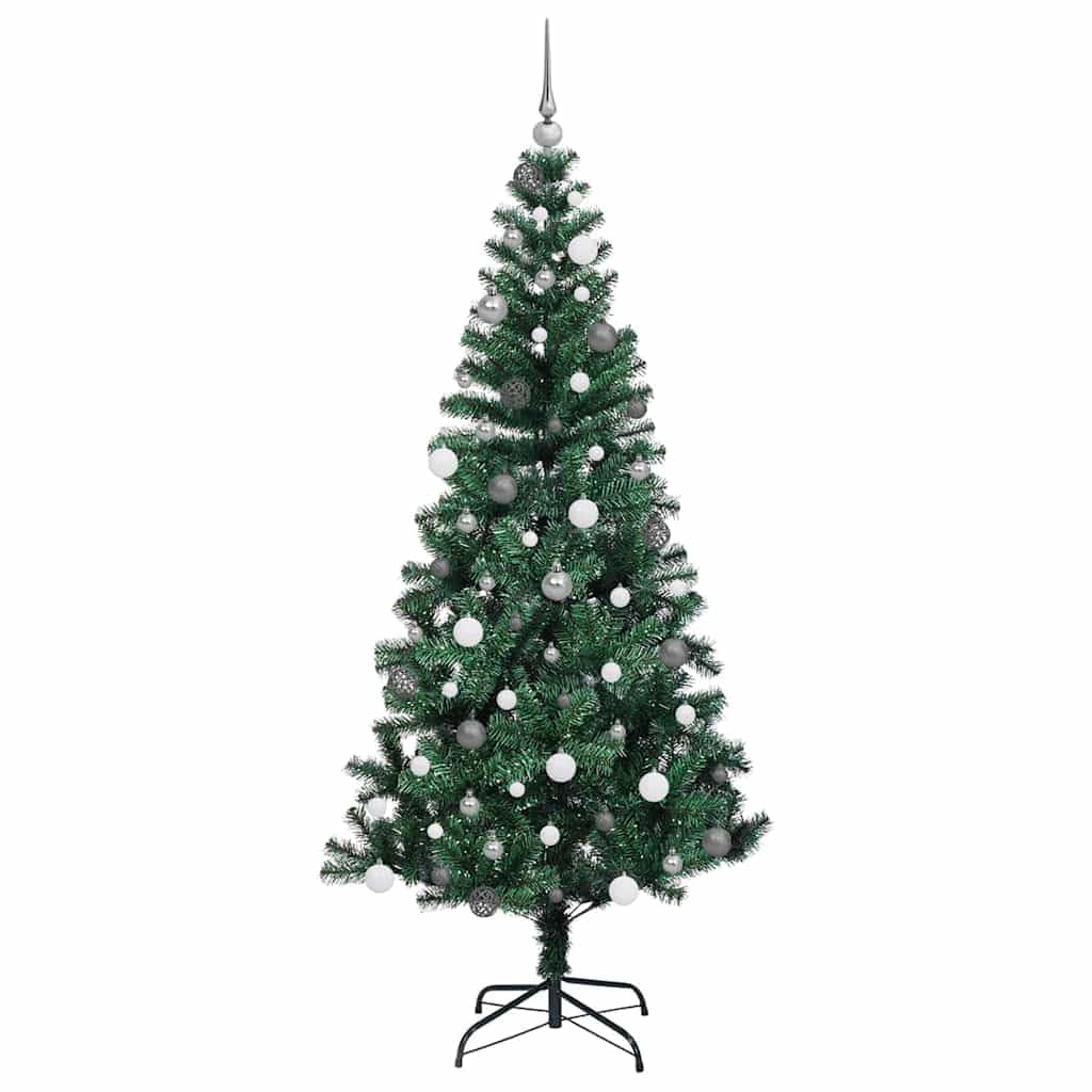Sztuczna podświetlana choinka, zielona 210 cm, z 300 diodami LED o ciepłej białej barwie, PCW i metal, do użytku wewnątrz i na zewnątrz, trwała
