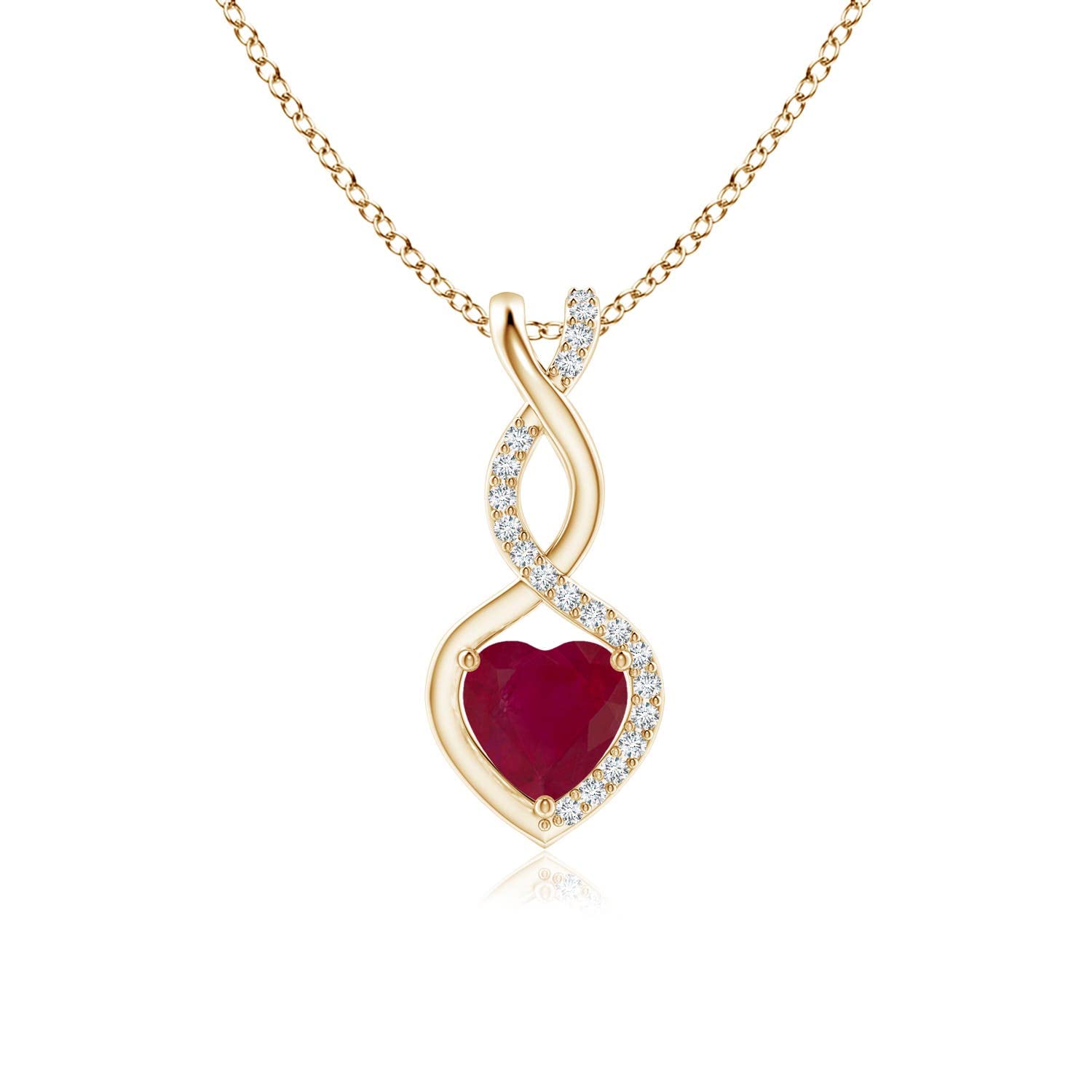 Angara Natural Ruby Infinity Heart Pendant with Diamonds in Silver / 14K Solid Gold/Platinum | July Birthstone, Birthday, Engagement, Anniversary, Wedding Jewelry Gift for Women