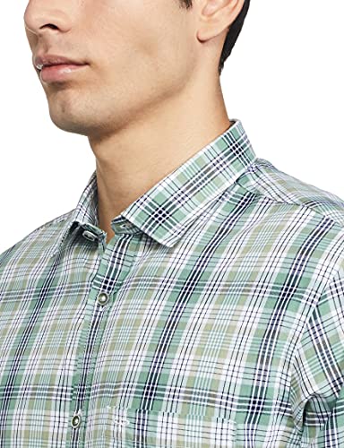 Image of Colorplus Men's Pure Cotton Checks Pattern Tailored Fit Spread Collar Full Sleeve Casual Shirt