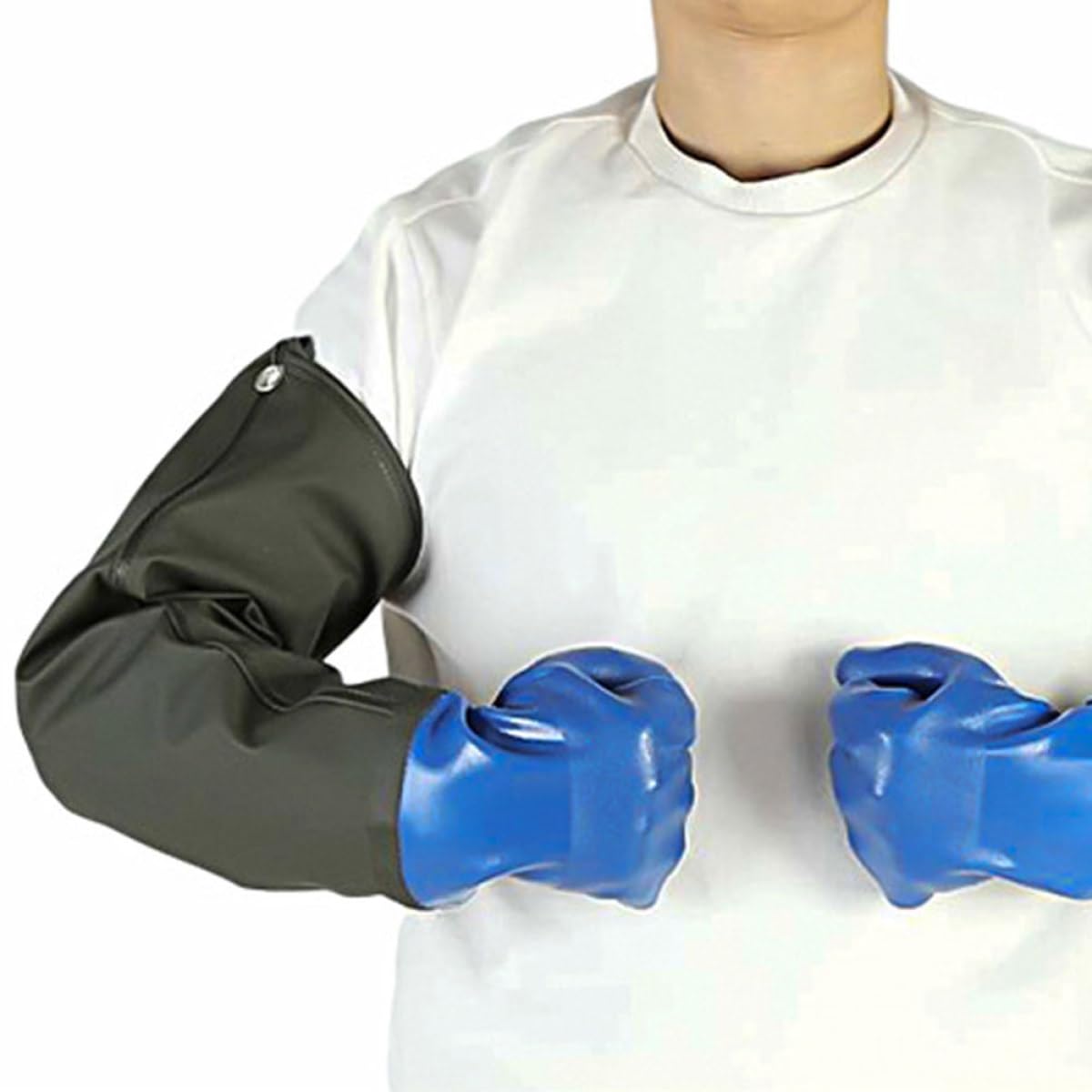 TIDTALEO Guantes de PVC Industriales Resistentes al Aceite y Ácido Antideslizantes Impermeables Talla Larga en Color Verde Militar para Trabajo Químico Limpieza y Protección