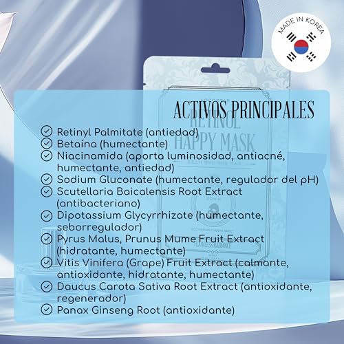 Kocostar Retinol Happy Mask – Pack de 4 mascarillas faciales coreanas antiedad con Retinol y Niacinamida, aptas para pieles sensibles - imagen 6