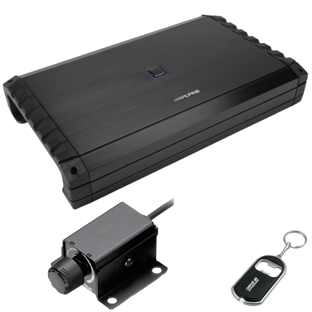 Alpine S2-A120M S-Series 1200W High Performance Car Mono Power Amplifier with RUX-KNOB.2 Bass Knob
