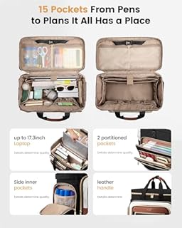 LOVEVOOK Rolling Teacher Bag with Detachable Dolly and Laptop Compartment, Large Rolling Tote Bag fits for 17.3" Laptop for Teacher Office Work Craft Nurse, Quilted-Black-beige-brown