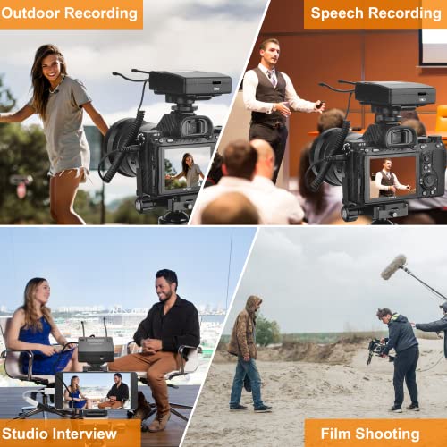 Sistema de microfone Lavalier duplo sem fio, Comica CVM-WM300A UHF 96 canais microfone profissional