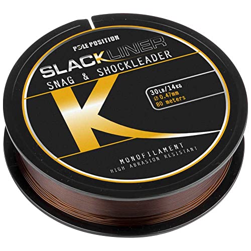 Strategy Slackliner Snag & Shock Leader Monofilament 80m Schlagschnur zum Karpfenangeln, Monofile Schnur zum Karpfenangeln, Durchmesser/Tragkraft:0.47mm / 30lbs / 14kg Tragkraft