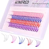 Colored Lashes Cluster 16MM Eyelashes Individual DIY Lashes D Curl Natural Lash White Red Pink Purpl