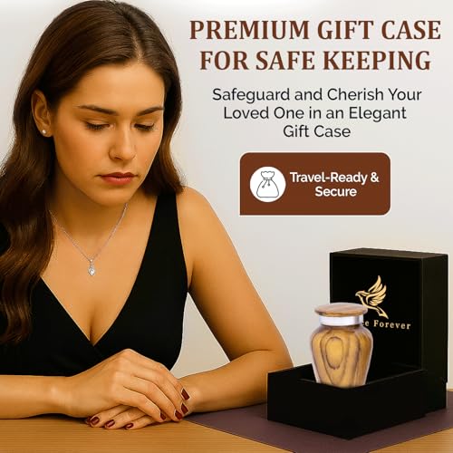 image for Solace Forever Metallic Wooden Print Small Urns for Human Ashes Keepsa