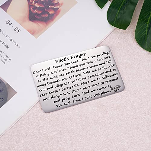 Aesnefe Pilot’s Prayer Wallet Card for Pilot Boyfriend, Aviation Gifts for Pilot Graduation, Future Pilot Gift for New Pilot, Pilot Birthday Jewelry for Him Dad4