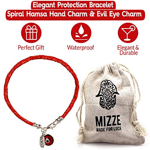 8" Hamsa Hand Protection Bracelet For Men - Silver Hamsa Charm On Red Leather Evil Eye Bracelet For Men - Ojo Bracelet - Red Protection Bracelet Jewelry - Gift For Dad, Boyfriend, Husband #TOP3
