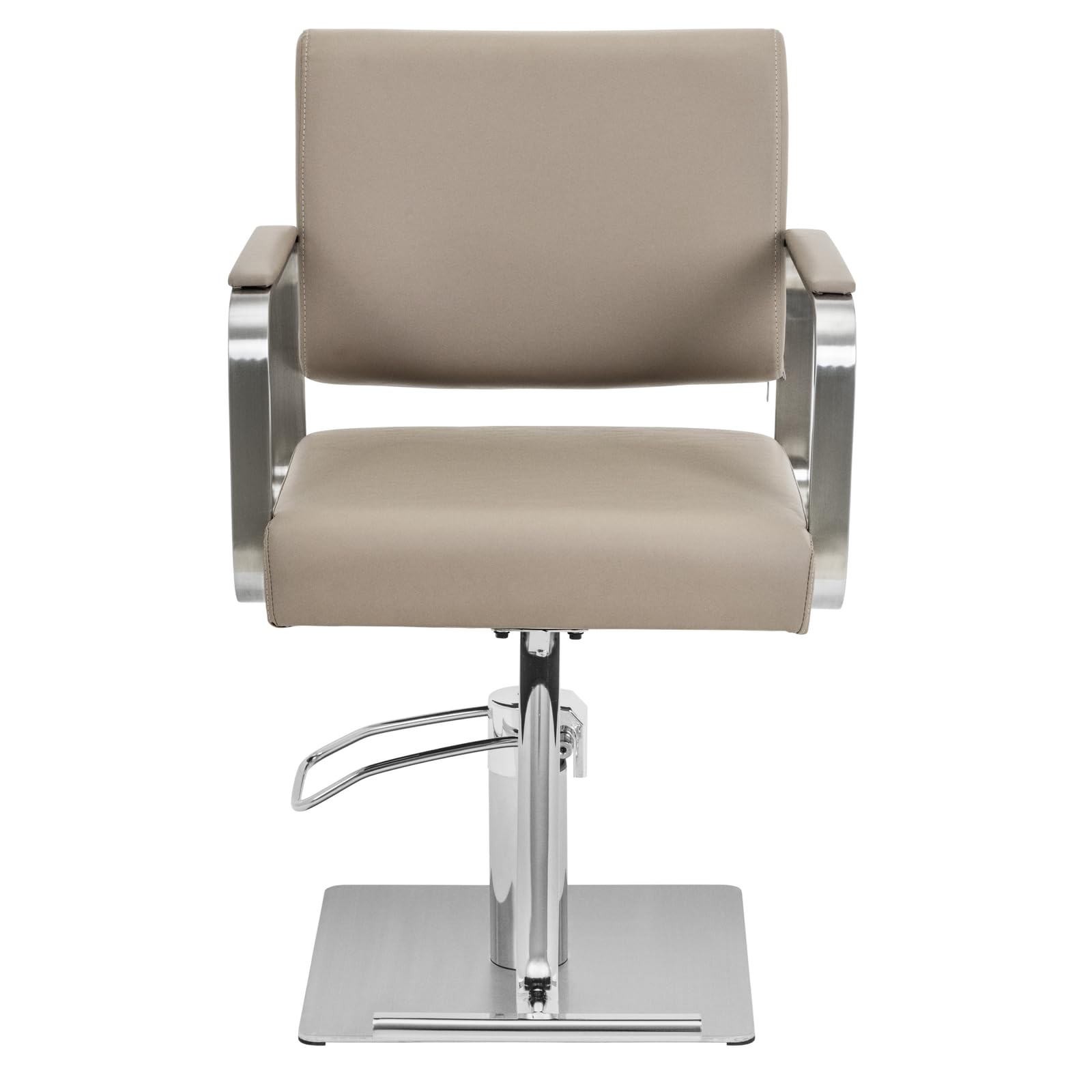 Physa Sillón de Peluquería con Reposapiés Altura de Asiento 50-66 cm 200 kg Beis y Plateado Sillón de barbería Silla de peluquería Silla de barbería de barbero
