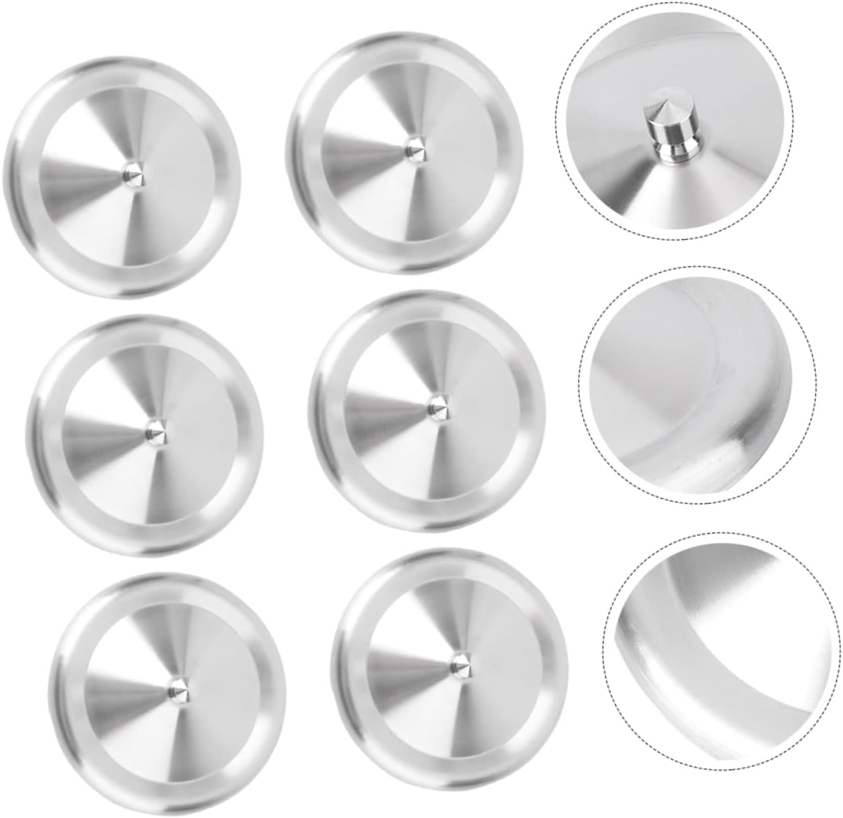 SHOWERORO 6pcs Stainless Steel Cup Lids Dustproof and Round Covers for Mugs Convenient Liquid Seal for Home Use