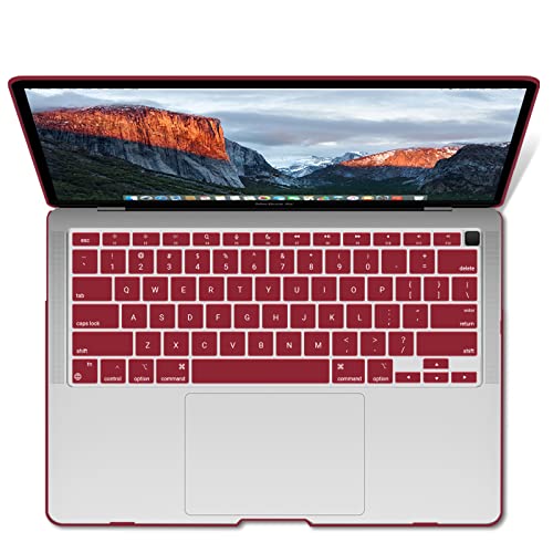 Ibenzer Compatible With New Macbook Air 13 Inch Case 2022 2021 2020 M1 A2337 A2179 A1932, Plastic Hard Shell Case With Keyboard Cover For Mac Retina Display With Touch Id, Wine Red, Mma-T13Wr+1B #TOP7