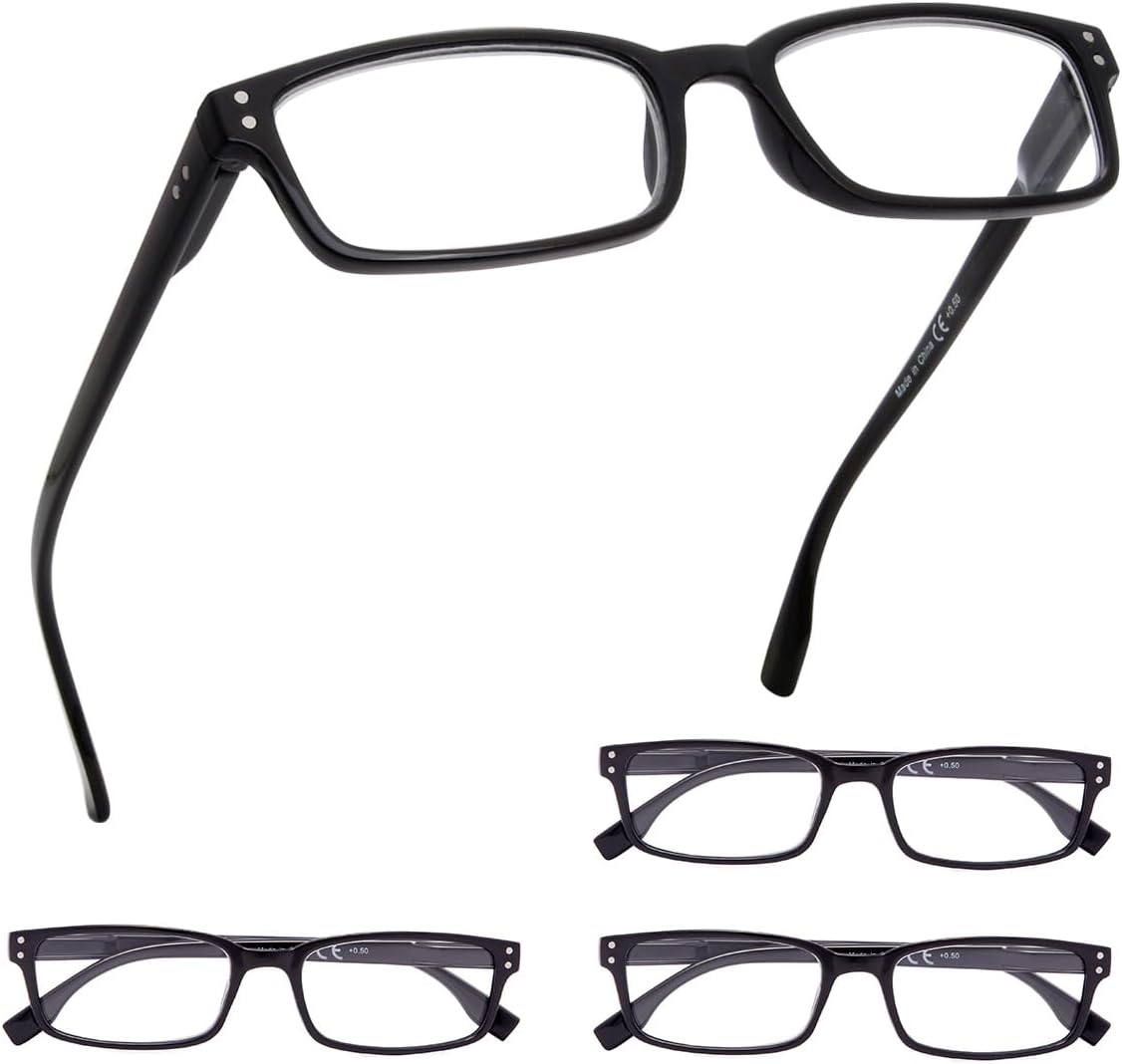 GUD Reading Glasses 4 Pairs Classic Style Readers Comfort Reader Eyeglasses Women Men Reading (Tortoise, 2.75)