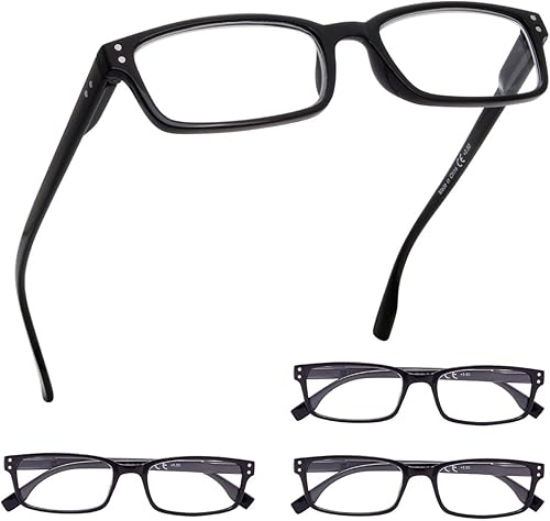 GUD Lentes de lectura, 4 pares de lectores de estilo clásico, lentes de lectura para mujeres y hombres (negro, 1.75)