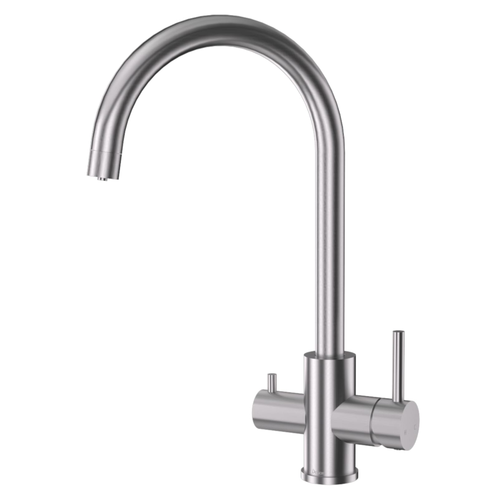 DETBOM 3 Way Kitchen Faucet, Two Independent Water Points, 360° Swivel, Drinking Water 3 in 1 Double Lever, Kitchen Mixer Tap for Hot, Cold and Filtree Water, Brushed Stainless Steel