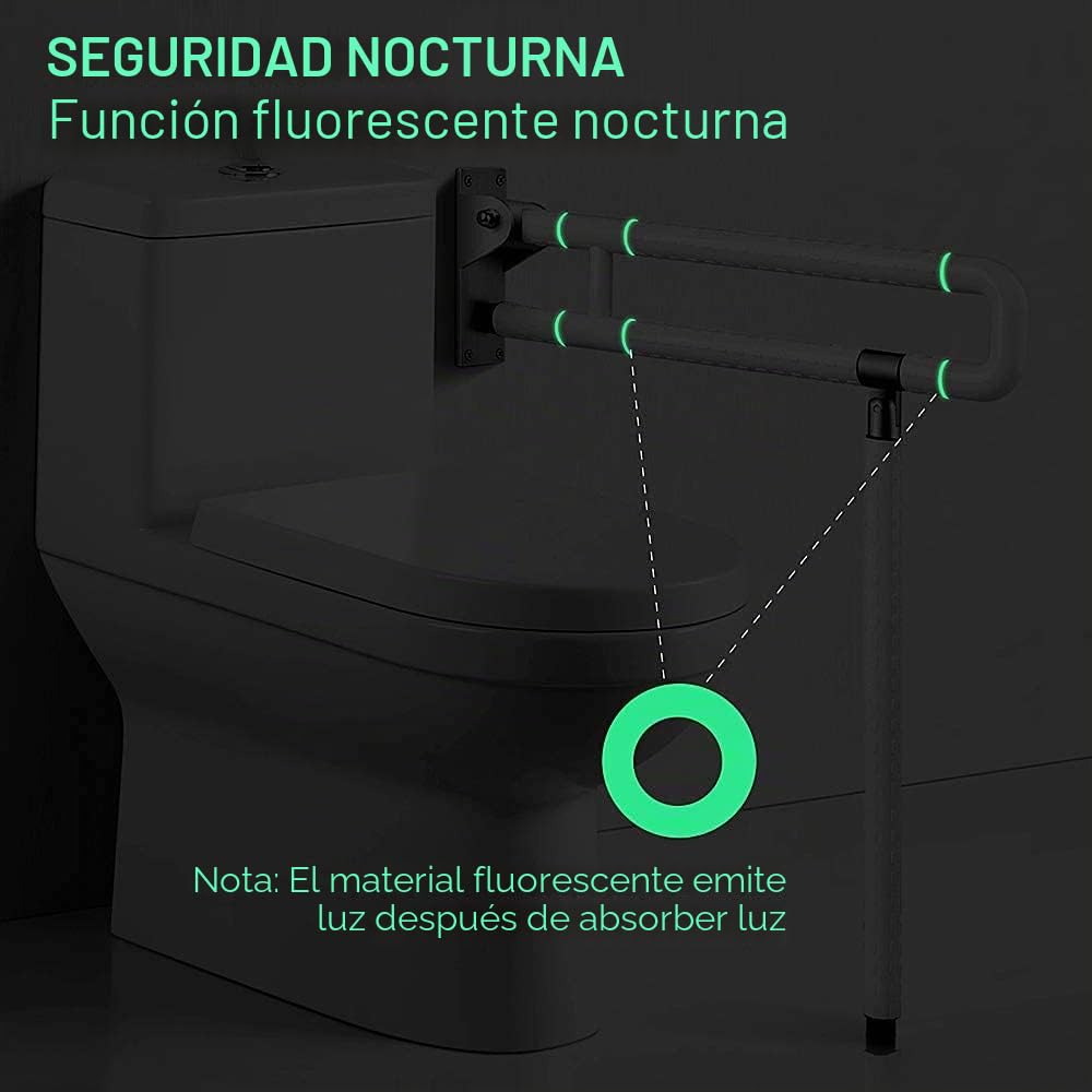 Barra de agarre plegable para inodoro, barandillas de seguridad para baño, soporte de inodoro montado en la pared, para ancianos, discapacitados, embarazadas, ayuda antideslizante para la ducha