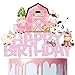 Pink Farm Animal Cake Topper Farm Animals Party Cake Topper Farm Animals Birthday Party Decoration Cow Birthday Cake Decoration for Farm Theme Baby Shower Supplies