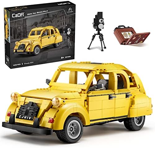 CADA Citroen 2CV French Retro Car Building Kit Bricks Toys for Teens & Adults Authorized Vehicle Model 1:12 Simulated Build 1238 Pieces or Blocks for Boys, Hobbyist, Collector