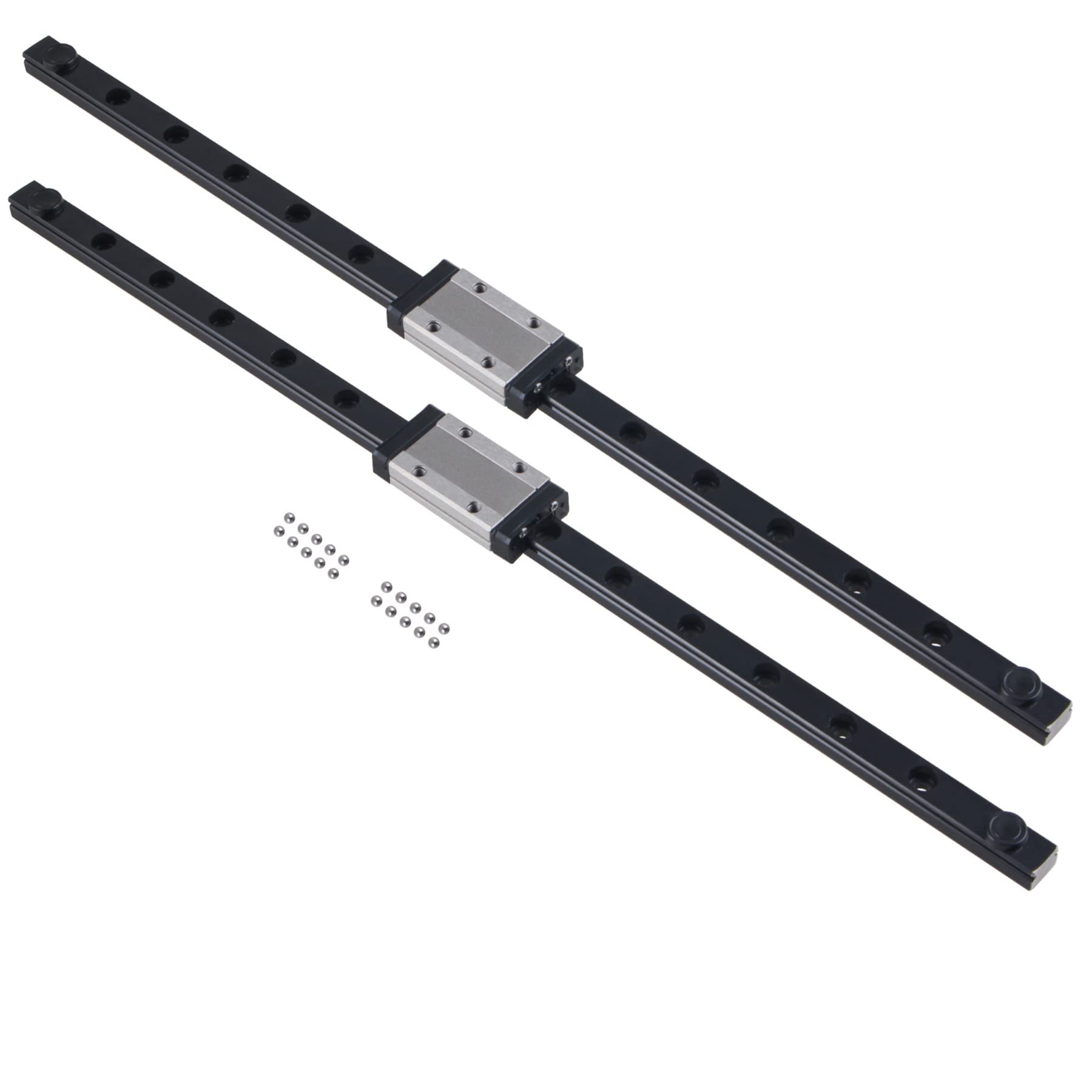 2pcs MGN9H 500mm Black Linear Rail Guide, Linear Guideway with 2pcs MGN9H Linear Bearing Sliding Carriage Block for 3D Printer and CNC Machine(MGN9H