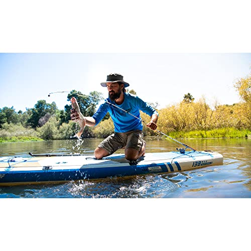 THURSO SURF Max Mehrzweck Aufblasbares Stand Up Paddling Board SUP 350 x 86 x 15 cm ZWEISCHICHTIG Inclusive Paddel mit KARBON-Schaft/2+1 Flossen mit Schnellverschluss/Leine/Pumpe/Rollrucksack
