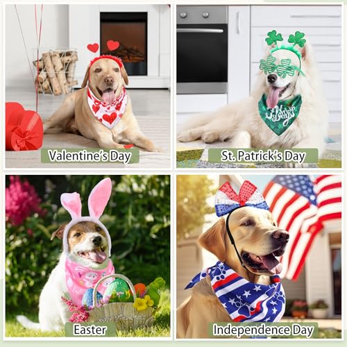 Dansydaisy 20 Pieces Dog Bandanas Holiday Pet Costume Accessories Adjustable Dog Headbands for Easter Large Pet Scarf Costume Supplies - Image 5