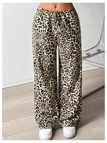 GORGLITTER Girl's Cheetah Leopard Pants Wide Leg Baggy Y2k Sweatpants Streetwear3