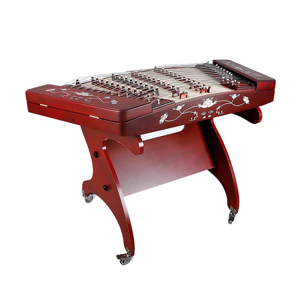 Rosewood Dulcimer Con Motivo Floreale, Tra Cui Un Supporto E Una Scatola Di Archiviazione Portatili, Oggetti Di Scena Della Banda