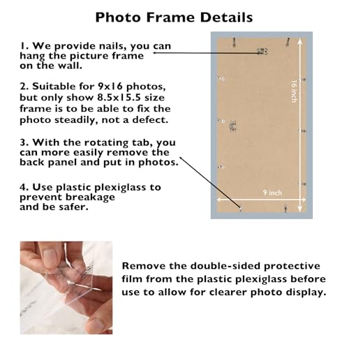 Image of JCJMY 9x16 Picture Frame Rustic Brown for Wall Hanging, Wall Mounting Horizontally or Vertically, 9 x 16 Wall Gallery Poster Photo Frame with Shatter Resistant Plexiglass, Rustic Brown