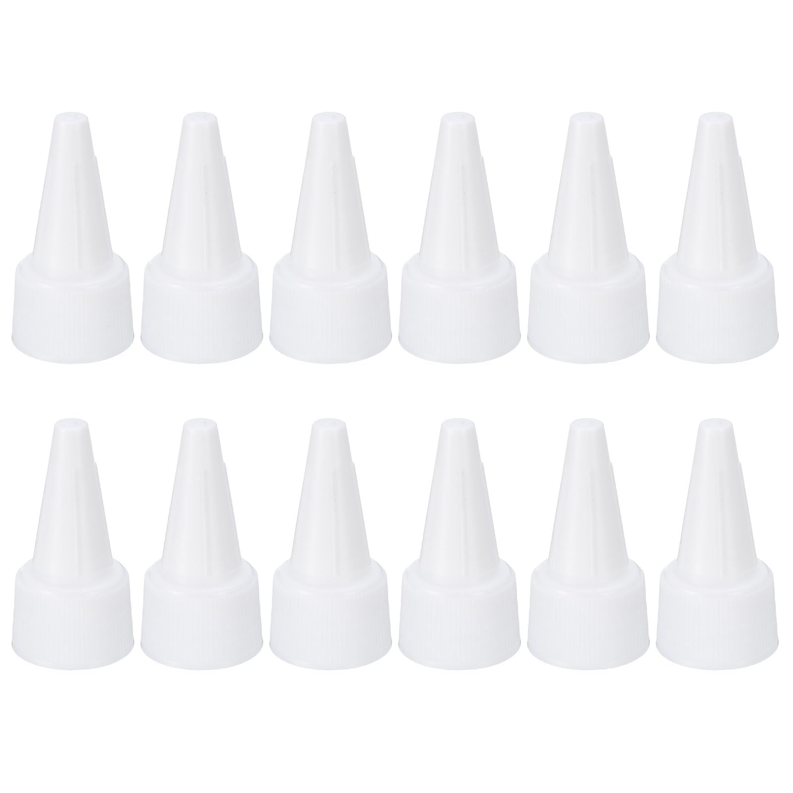 PATIKIL 20/410 Twist Bottle Caps, 12Pcs Plastic Ribbed Edge Squeeze Bottle Replacement Caps with Foam Gasket for Paint Lids Glue Dispensing Bottles,