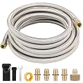 PLUMBINGMASTER 12FT propane gas line?3/8 gas hose?high pressure braided propane hose with Conversion Coupling 3/8" Flare to 1/2" Female NPT, 1/4" Male NPT for BBQ Grill