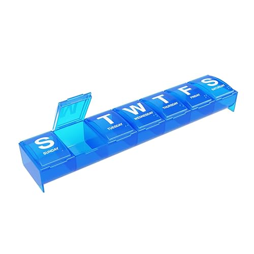 EZY DOSE Pastillero semanal (7 días), planificador de medicamentos, organizador de vitaminas, compartimentos contorneados 2XL para una fácil