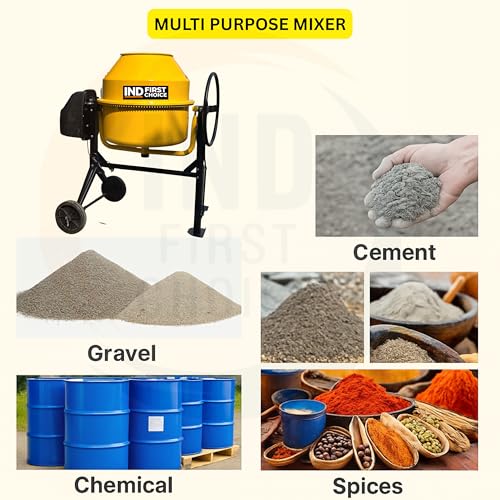 Image of IND 200 L Electric Concrete Mixer Machine | 900W Single Phase Motor | 60-70 kg Mixing Capacity | Heavy Duty Portable Cement Mixer | DRUM