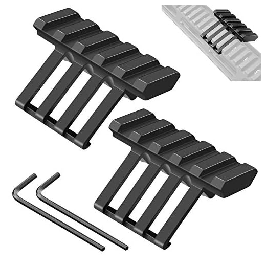 FENTUK Picatinny Offset Rail Mounts, 5 Slots 45 Degree Offset Picatinny Weaver Rail Mount Aluminum Low Profile Adapter for Flashlight Laser Sight Optics (5 Slot - 2 Pack)