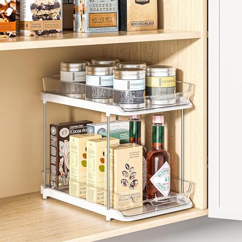 Image of Zollyss Under Sink Storage Organizer, 2 Tier Pull Out Cabinet Organizer for Kitchen & Bathroom, Under Sink Shelf Storage Rack, Multi-Purpose Space Saving Organizer with Sliding Drawers