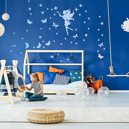 Feen Leuchtender Wandaufkleber, Leuchtsterne Selbstklebend für Kinderzimmer Mädchen Schlafzimmer Babyzimmer Deko, Leuchtsticker Fee Wandsticker, Leuchtpunkte Sternenhimmel Dekoration