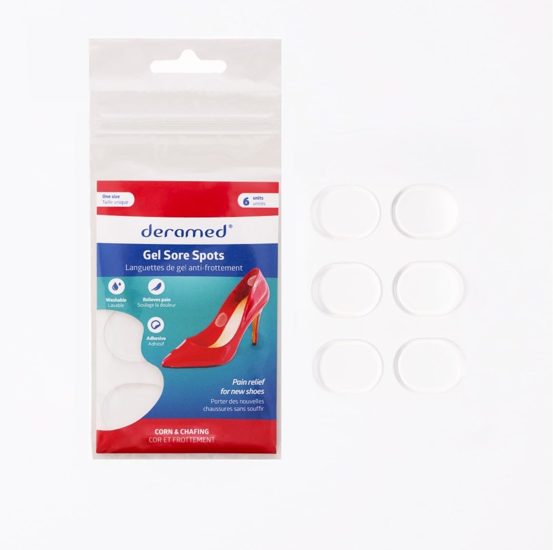 DERAMED Gel Sore Spots Transparent Soft Gel Self-Adhesive Pressure and Friction Relief Apply to Skin or Shoe Invisible Comfort for Foot Pain Blisters-image-26